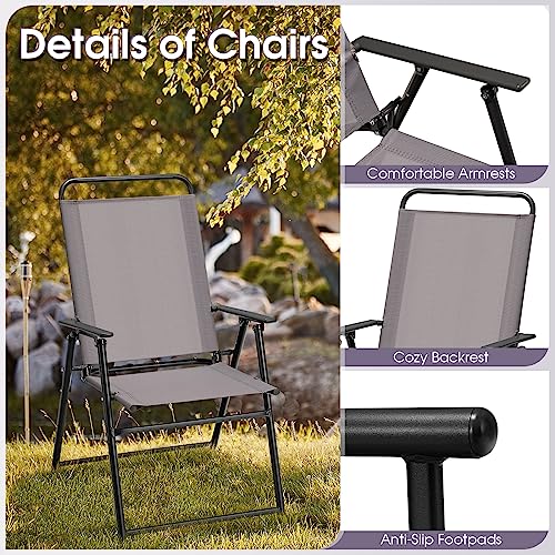 Patio Folding Chairs with Metal Frame and High Back Support R99047