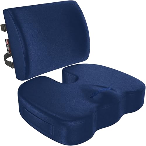 FORTEM Office Chair Cushion and Back Support, Memory Foam Lumbar Pillow, Non Slip, XL V440