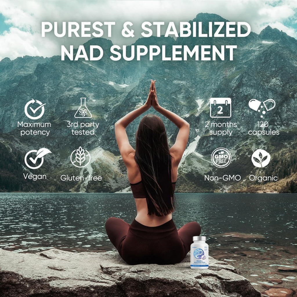 NAD+ 1000MG Resveratrol Boosting Supplement by 360Capsule K2705