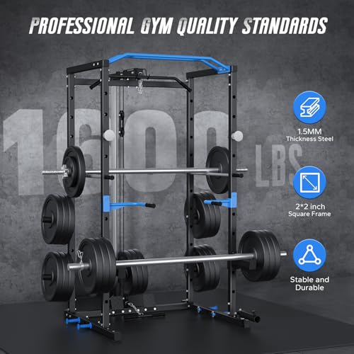MERACH Power Cage Squat Rack with Cable Crossover for Home Gym F778