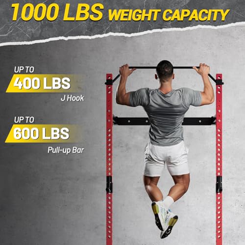 Folding Squat Rack for Home Gym with Pull Up Bar, 1000 LBS Capacity A1297