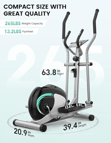 THERUN Elliptical Machine for Home, Magnetic Quiet Exercise, 8 Resistance Levels M651400