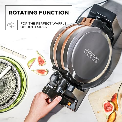CRUX Double Rotating Belgian Waffle Maker, Nonstick Copper Plates, Stainless Steel R871