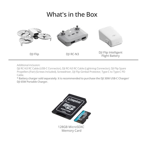 DJI Flip Mini Camera Drone with DJI RC-N3 Controller Bundle, 128GB B634631