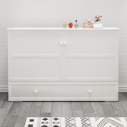 PUREMIND Queen Murphy Bed Cabinet with Mattress and USB Charging Station G362