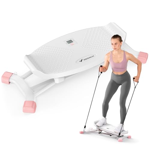 MERACH Balancing Machine for Full Body Workout, Sliding Ski Simulator with Resistance Bands, Black W4429