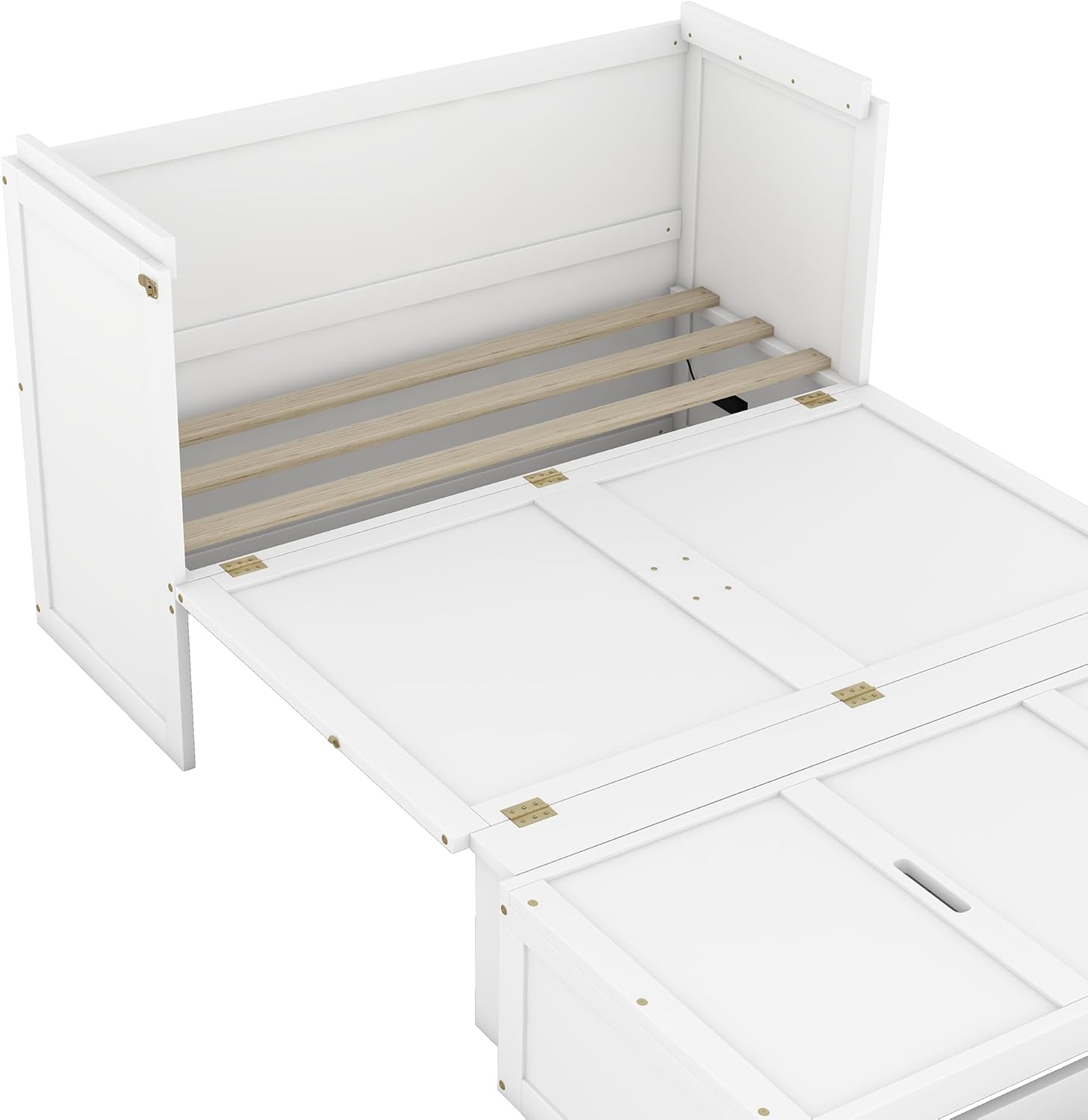 Full Size Murphy Bed Cabinet with Storage Drawer and USB Port, White L988395