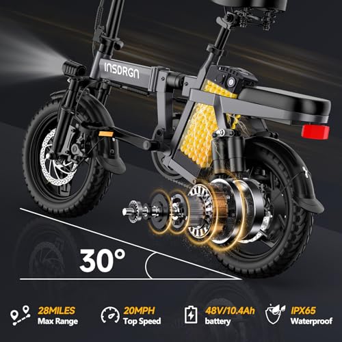 Folding Electric Bike for Adults, 20MPH, 45 Miles Range, Removable Battery Q46926