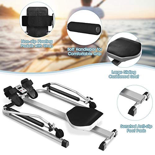 GYMAX Rowing Machine for Home, 265LBS Capacity, Adjustable Resistance, LCD Monitor B808