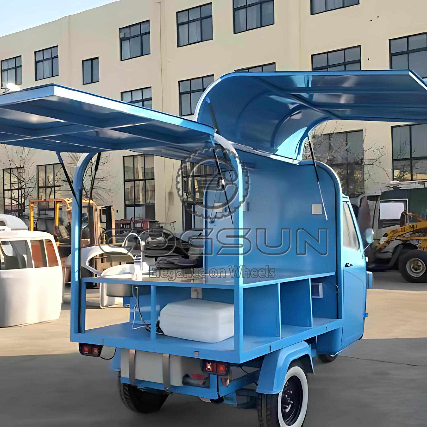 10.5FT Display Food Trailer, Concession Blue APE Trailer with 1 Compartment Sink W689