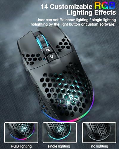 SM600 White Wireless Gaming Mouse, 8000 DPI Tri-Modes RGB E7535