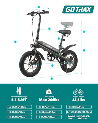 Gotrax S3 Electric Bike, 750W Peak Motor, 25 Miles Range, Folding Fat Tire E-Bike B18421