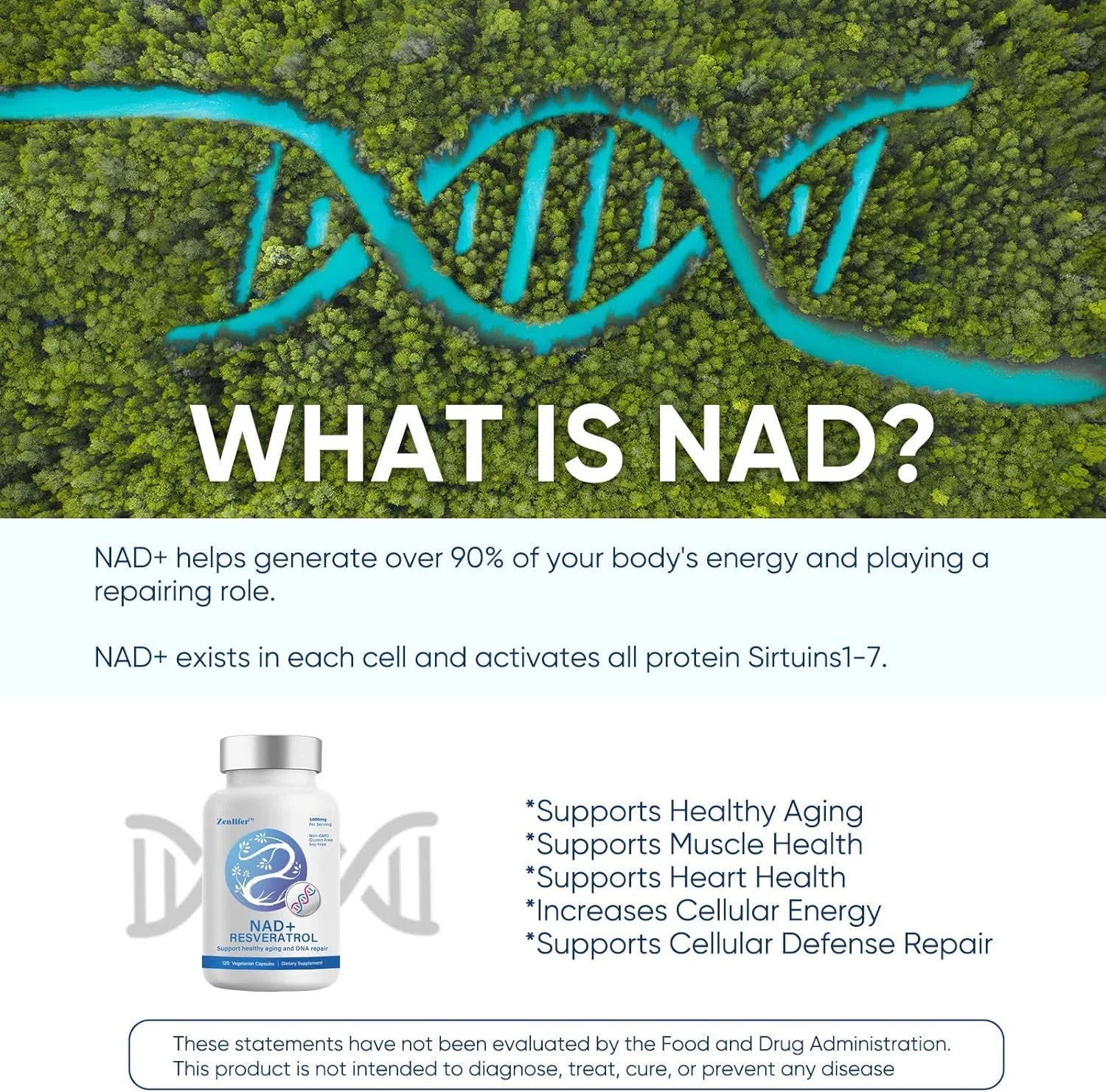 NAD+ 1000MG Resveratrol Boosting Supplement by 360Capsule K2705