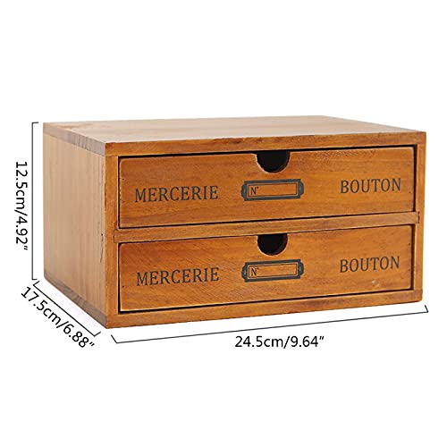 Vintage 16-Drawer Wooden Desktop Organizer with Iron Label Holders N538