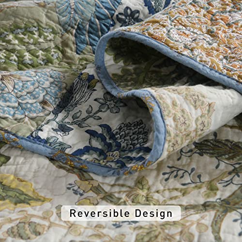 Yvooxny Queen Size Reversible Cotton Quilt Set with Pillow Shams Z577576