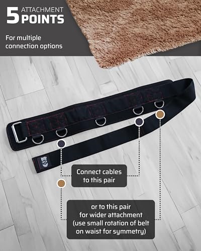 Multi-Attachment Belt for Cable Machine and Home Gym, 2 Straps with 3 Metal Snap Hooks Q802