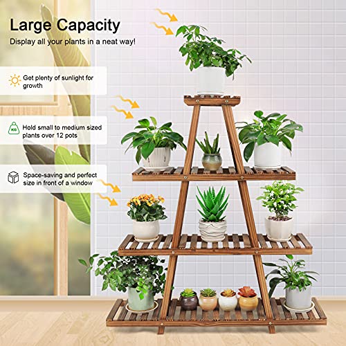 Ufine 4 Tier Wood Plant Stand Indoor Outdoor A Frame Display Shelf L37026