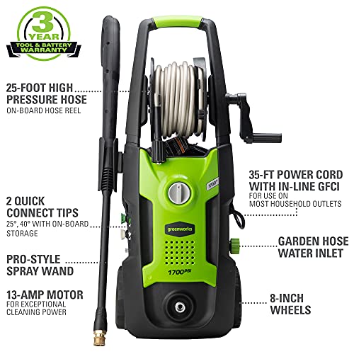Greenworks Compact Electric Pressure Washer, 1.2 GPM, Lightweight R449552