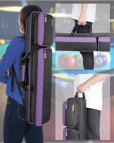 Pool Cue Case 4x5 with Pockets, Soft Padded Billiard Cue Bag A2212