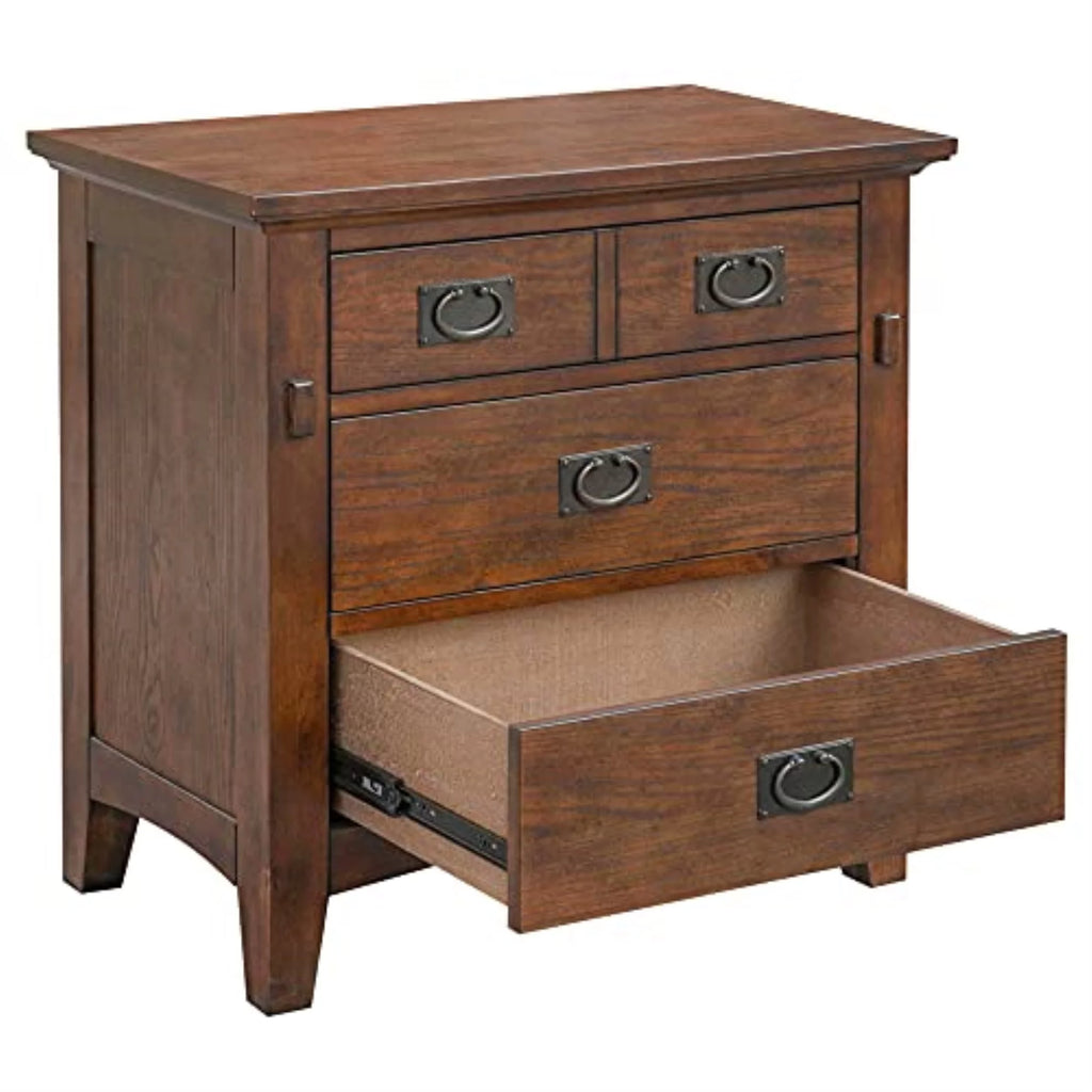 Sunset Trading Mission Bay 3-Drawer Solid Wood Nightstand, Amish Brown Z921