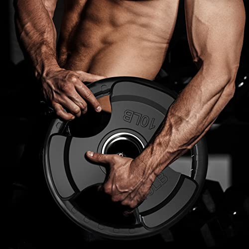 RitFit Olympic Rubber Grip Plates 2-Inch for Barbell Weightlifting Strength Training Z70542