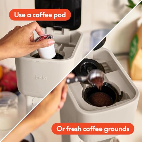 BELLA Single Serve Coffee Maker, K Cup & Ground Compatible, Auto Shutoff X237