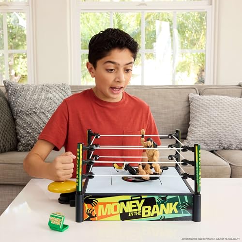 Mattel WWE Money in the Bank Cash-in Ring Playset with 2 Play Modes & 40+ Sounds A3363