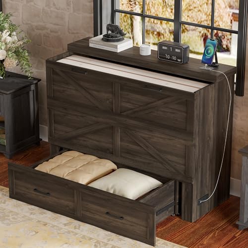 Queen Size Murphy Bed Cabinet with Charging Station, White P336686