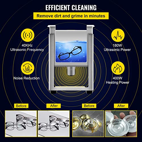 VEVOR 6L Ultrasonic Cleaner with Heater and Timer for Jewelry Glasses Instruments R210
