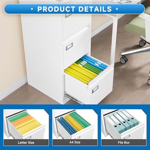 2 Drawer Vertical File Cabinet with Lock for Letter Size, Steel Office Storage Y50014