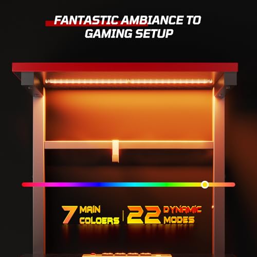 Bestier Gaming Desk with LED Lights, 51.3 Inch Computer Desk Q970