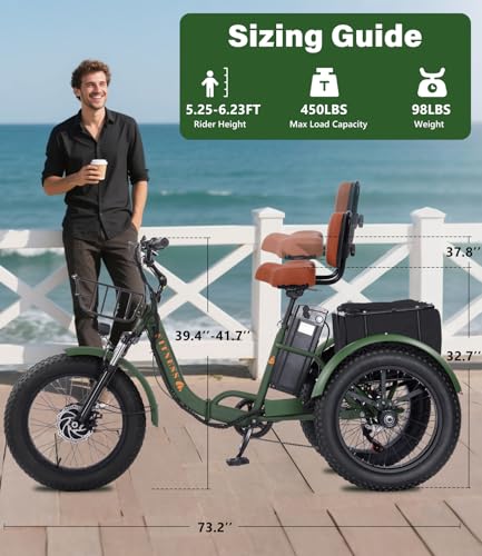Electric Tricycle for Adults, 750W, Folding Fat Tire, 48V Removable Battery O76597