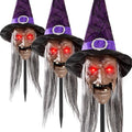3-Pack Halloween Animatronic Witch Stakes – Outdoor Halloween Decorations with Sound,Light-Up Eyes, Moving Mouth & Sound Activation – Scary Prop for Yard, Pathways, Haunted Houses & Party