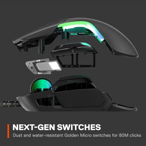 SteelSeries Rival 5 Gaming Mouse with RGB Lighting, 9 Programmable Buttons, 18000 CPI Sensor, Black N1835