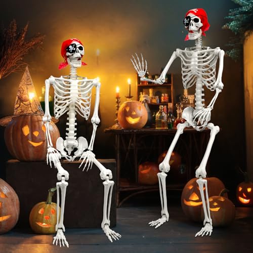 5 Ft Skeleton Halloween Decorations, Full Body Life-Size Prop with Movable Joints F717947