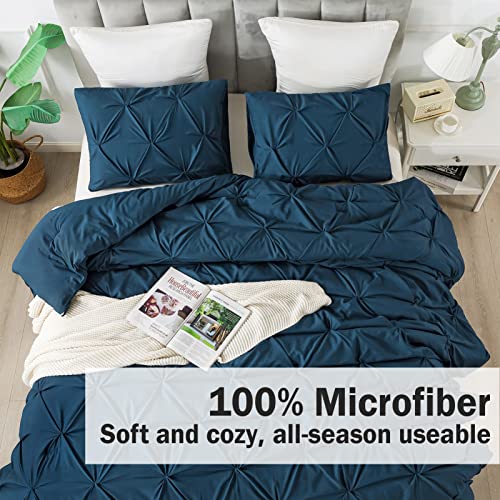 Andency California King Comforter Set Black, Pinch Pleat 3 Pieces K3954