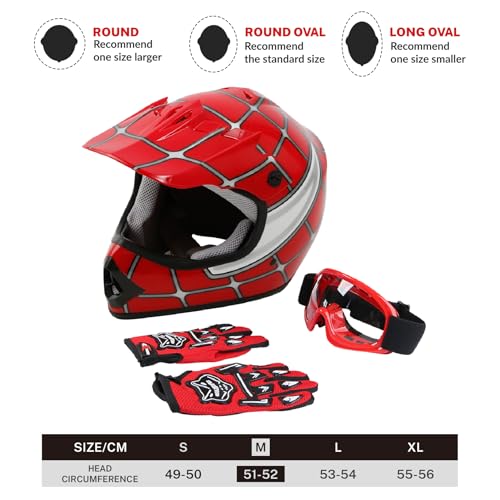 SLMOTO Dot Youth Kids Motocross Offroad Helmet with Goggles and Gloves Blue Skull D851858