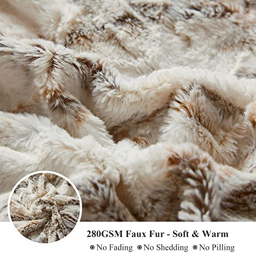 XeGe Double Side Brushed Fuzzy Throw Blanket, Soft Faux Fur, 50x60, Marble Light Grey E339