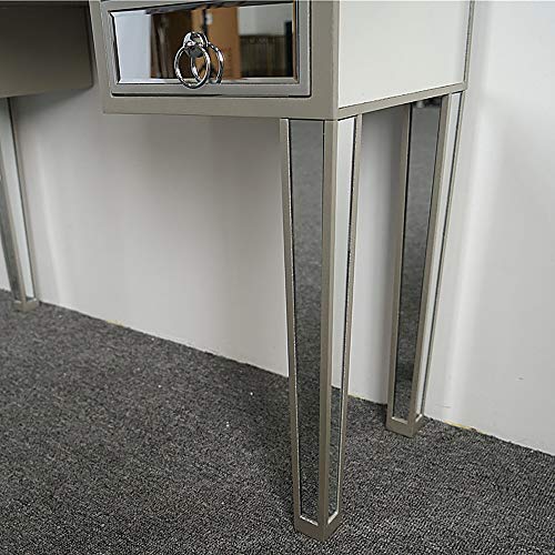 Henf Mirrored Vanity Desk with 3 Drawers, Silver Console Table C922