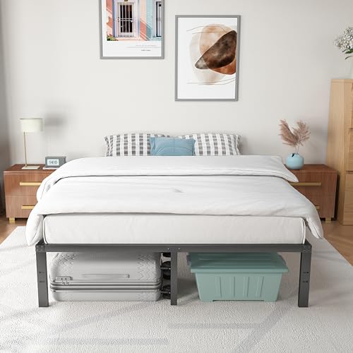 NOAH MEGATRON 14 Inch Twin Bed Frame No Box Spring Needed,3000LBS Heavy Duty Black Metal Platform for Toddler Adults,Under Storage,Noise Free,Easy Assembly