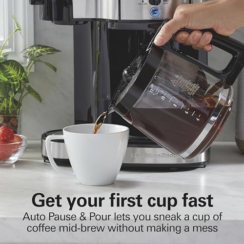 Hamilton Beach 49933 12 Cup Programmable Drip Coffee Maker & Single Serve Machine, Glass Carafe, White A63501