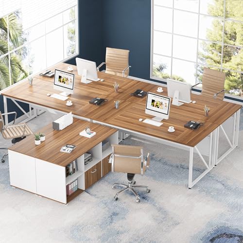 Tribesigns 63" Executive Desk with 47" Lateral File Cabinet, L-Shaped Computer Desk, Brown and Black N680173