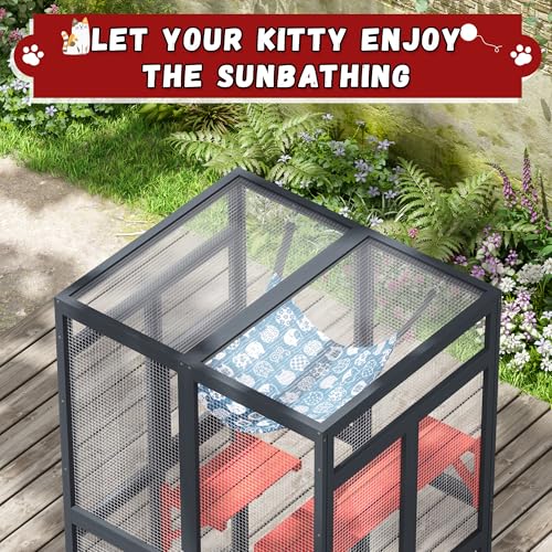 COZIWOW Catio Outdoor Cat Enclosure with Window Access, Wooden Kitty Cage, White T1021