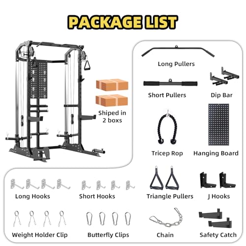 Power Cage 2000Lbs Capacity Power Rack with Cable Crossover O122915