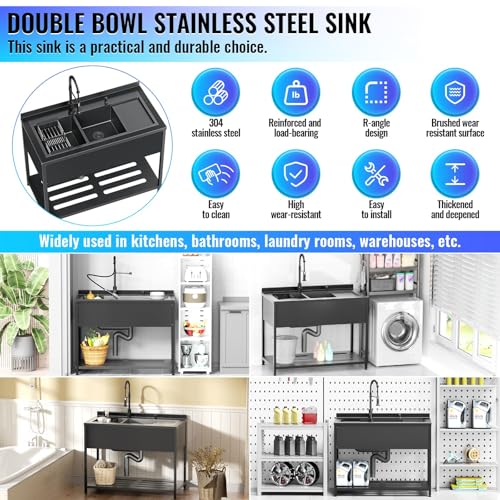 Stainless Steel Utility Sink with Faucet and Drain Kit I168