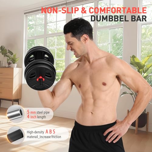 Adjustable Dumbbells 55lbs Free Weight Set with Connector, 2-in-1 Dumbbell and Barbell for Home Gym F376