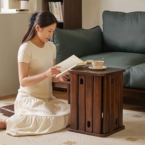 Stackable Stools Set of 4 Round Wooden Nesting Tables for Living Room C8777