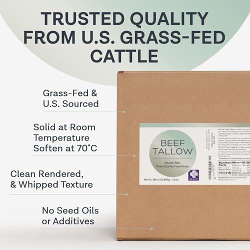 MD.LIFE Grass Fed Beef Tallow for Cooking, 24 Pounds A54505