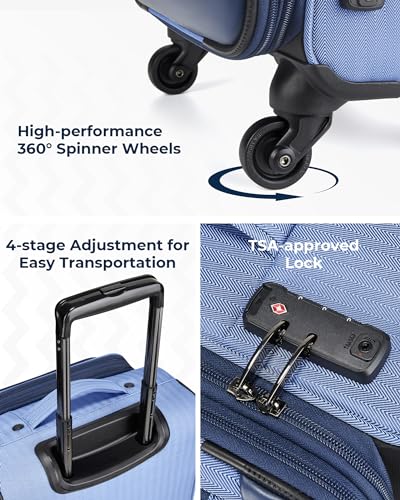 BAGSMART Carry-On Luggage 20 Inch Expandable Suitcase with Duffel Bag S7860