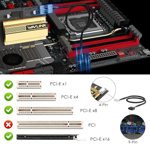 WAVLINK PCIe WiFi 6E Card, Tri-Band AX5400, Bluetooth 5.3, Low-Profile Bracket R85947